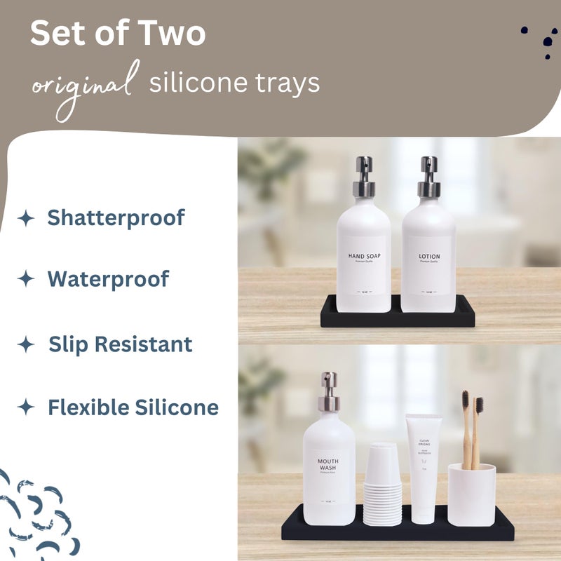 Spacewiser Countertop and Vanity Tray - 2 PC (11  and 7 ) Shatterproof Silicone Kitchen and Bathroom Trays for Counter  Kitchen Soap Dispenser Tray  Vanity Trays for Bathroom  Perfume Key Tray - Image 3
